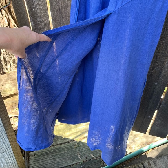Inizio Linen Blue Dress Sz M - Picture 10 of 12